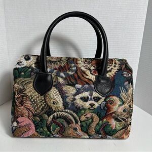 H. Ravi Dallas Tapestry Handbag Animal Jungle Safari Print Top Handle Tote Bag